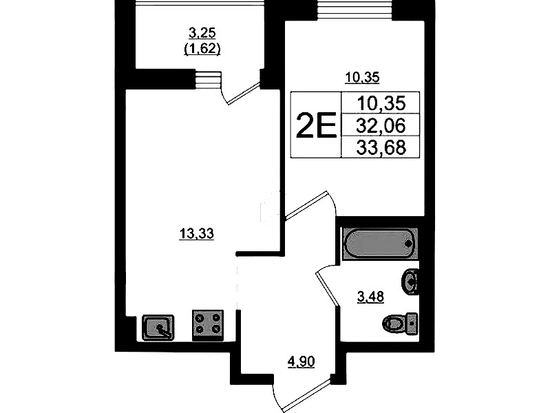 1-комнатная квартира 33.68 м², 13/17 эт., ЖК «Стороны Света 2»